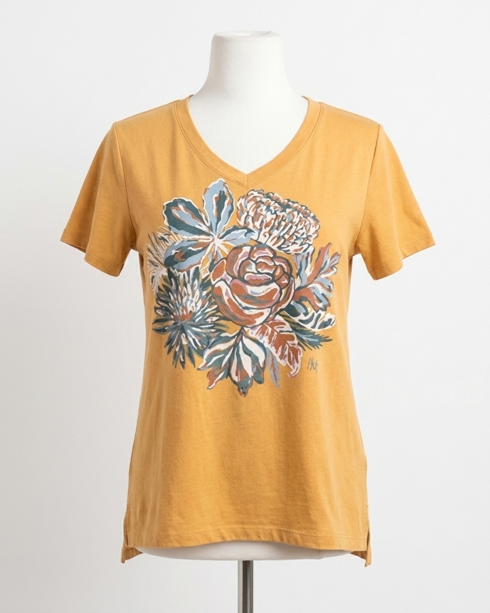 NEW GRACE AND LACE sketched graphic tee in mustard floral